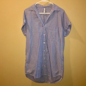 Blue button down T-shirt dress